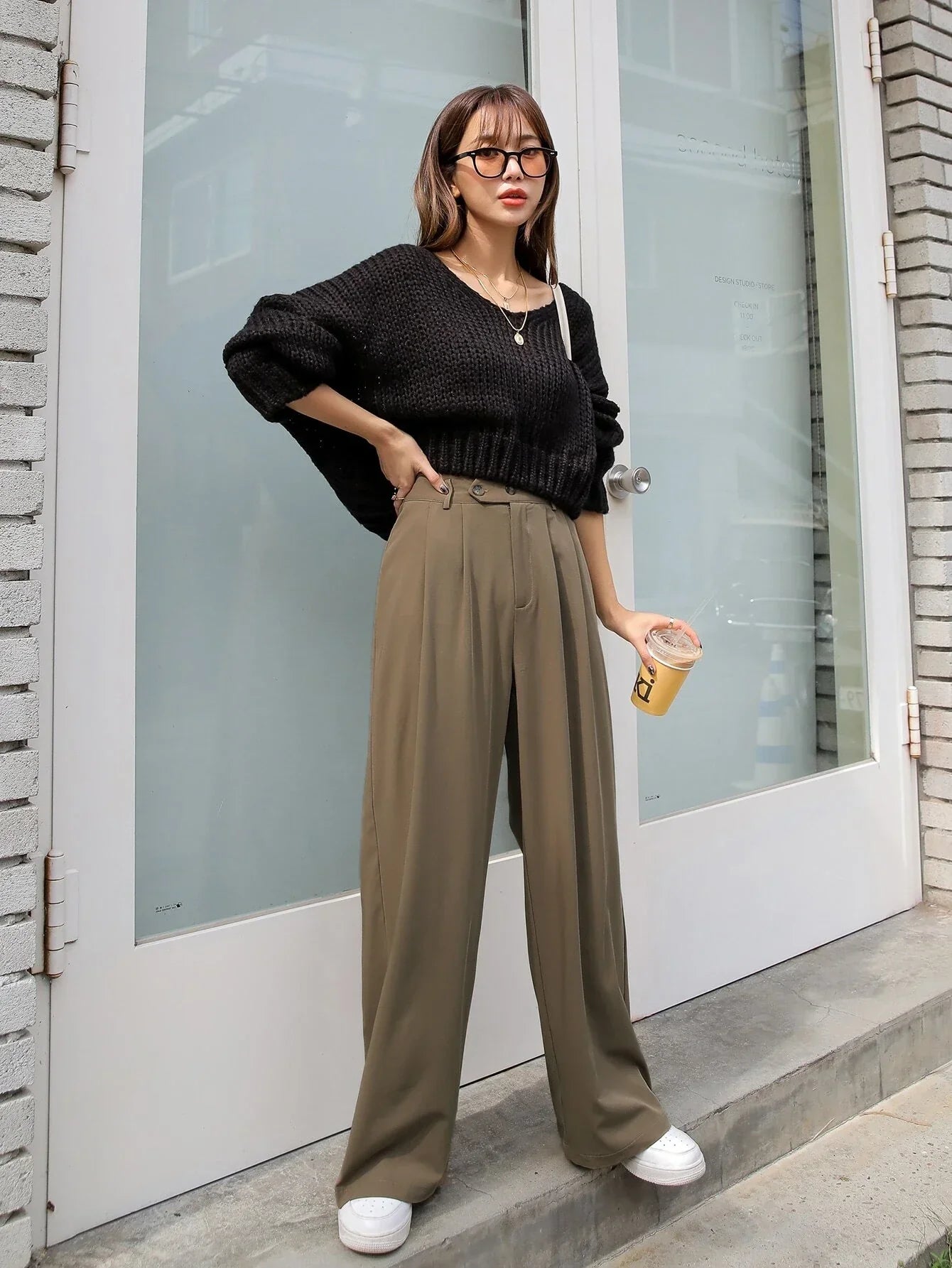 Buy Shein Dazy High Waist Fold Pleated Pants in Pakistan