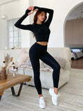 Buy Shein 2pcs Seamless Yoga Set Active Suit Mesh Panel Top & Cropped Scrunch Butt Leggings in Pakistan