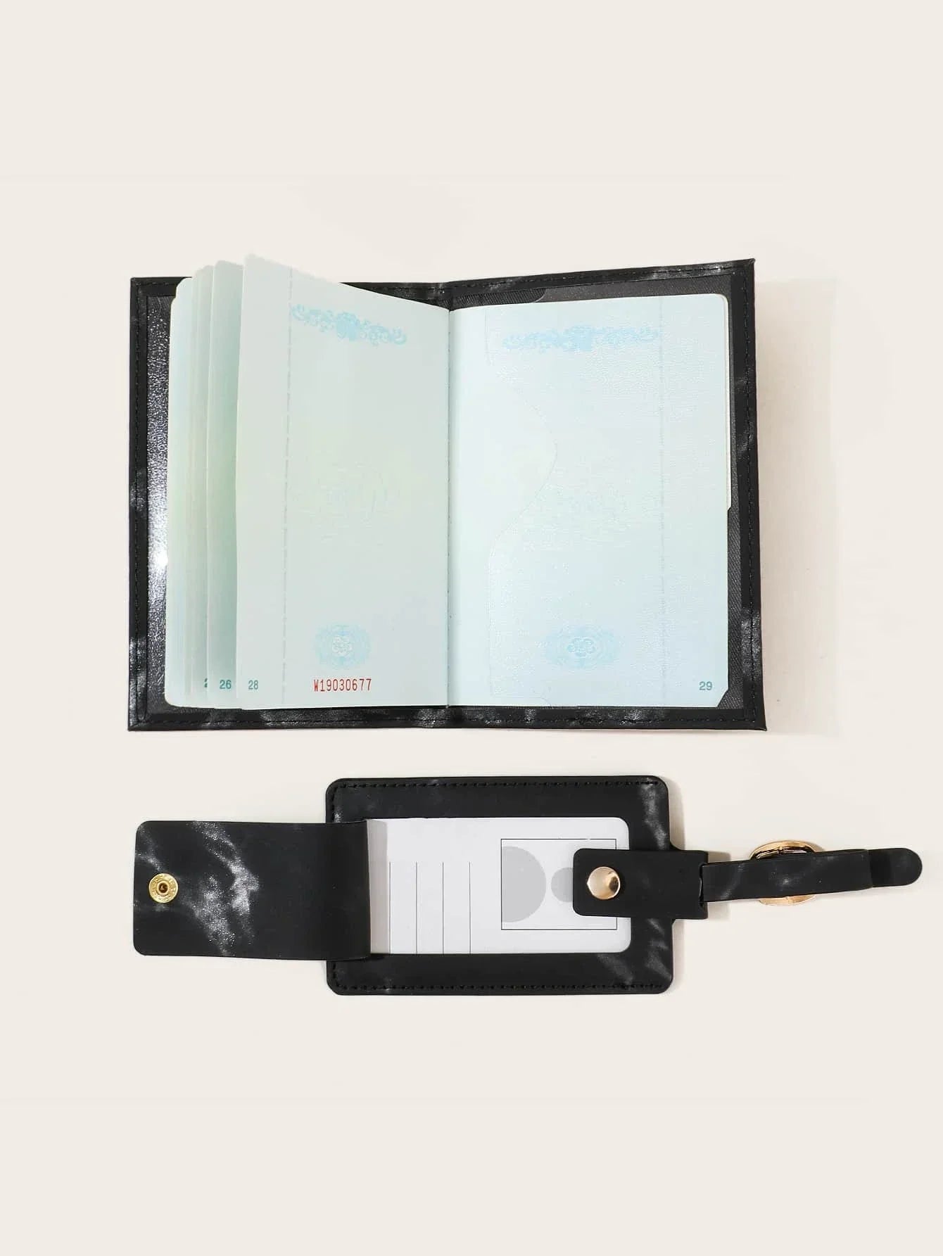 Buy SHEIN Letter Graphic Marble Graphic Passport Case With Luggage Tag in Pakistan