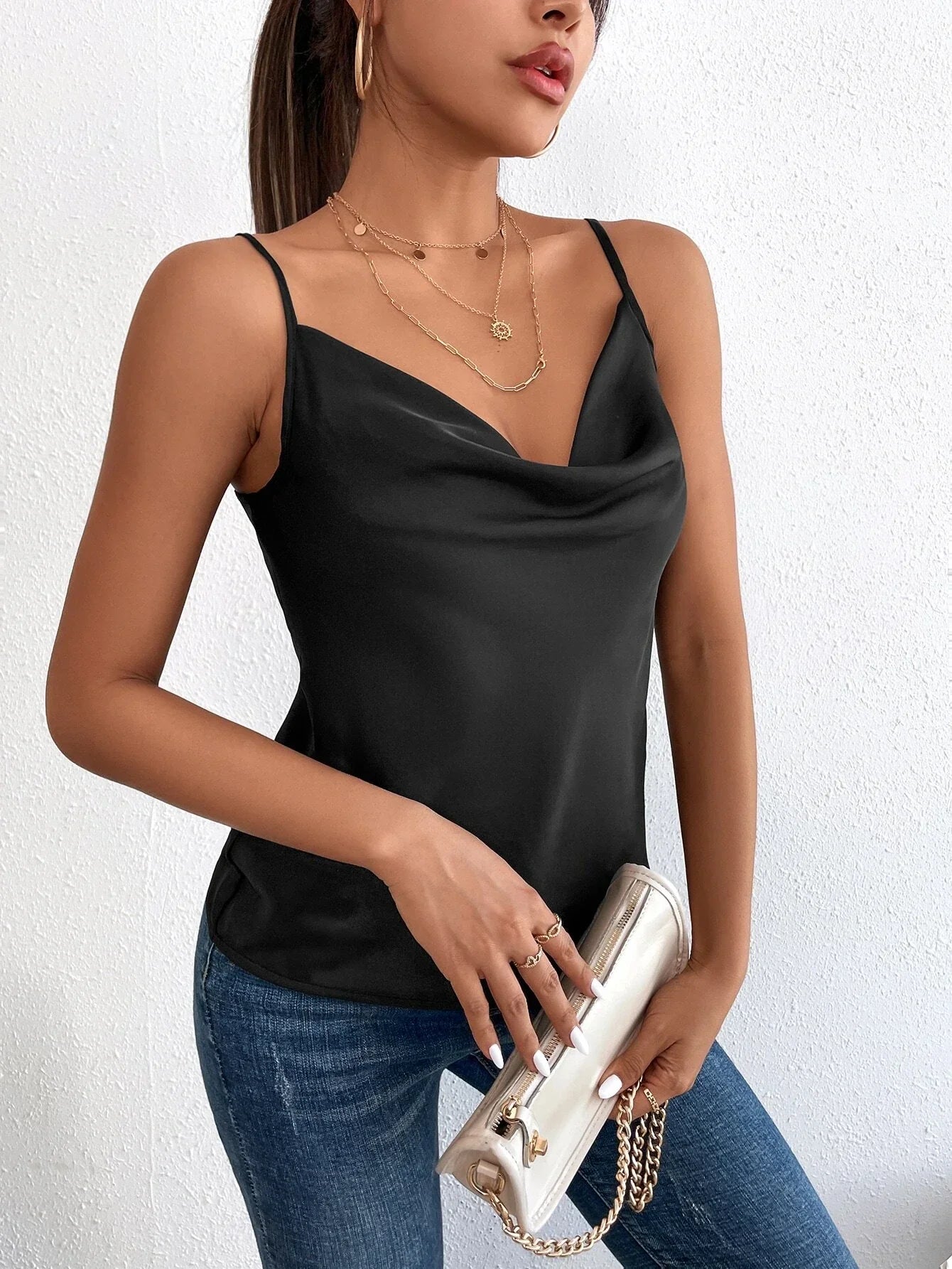 Buy Shein Draped Satin Cami Top in Pakistan