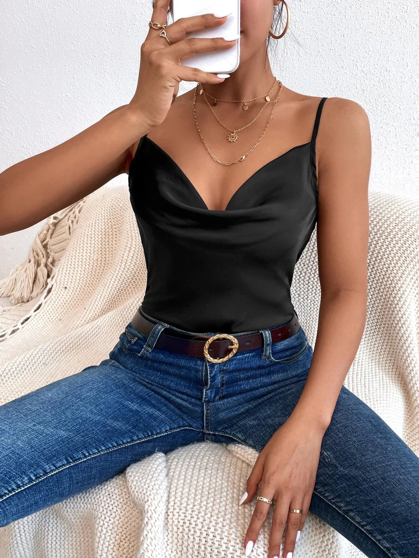 Buy Shein Draped Satin Cami Top in Pakistan