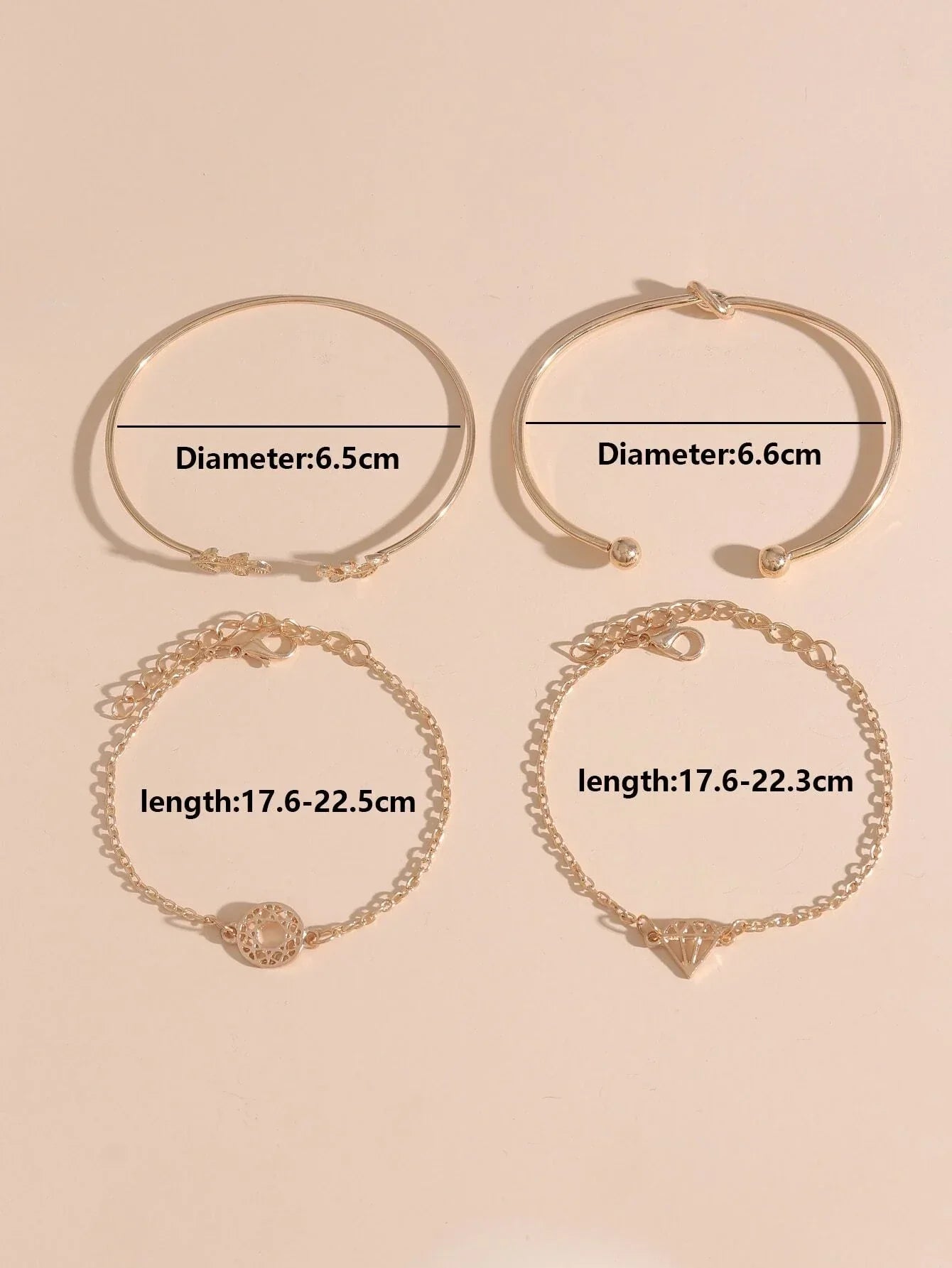 Buy Shein 4pcs Leaf & Knot Decor Bracelet in Pakistan