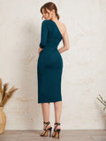Buy Shein Modely One Shoulder Ruched Bodycon Dress in Pakistan