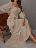 Buy Shein Square Neck Shirred Ruffle Hem Dress in Pakistan
