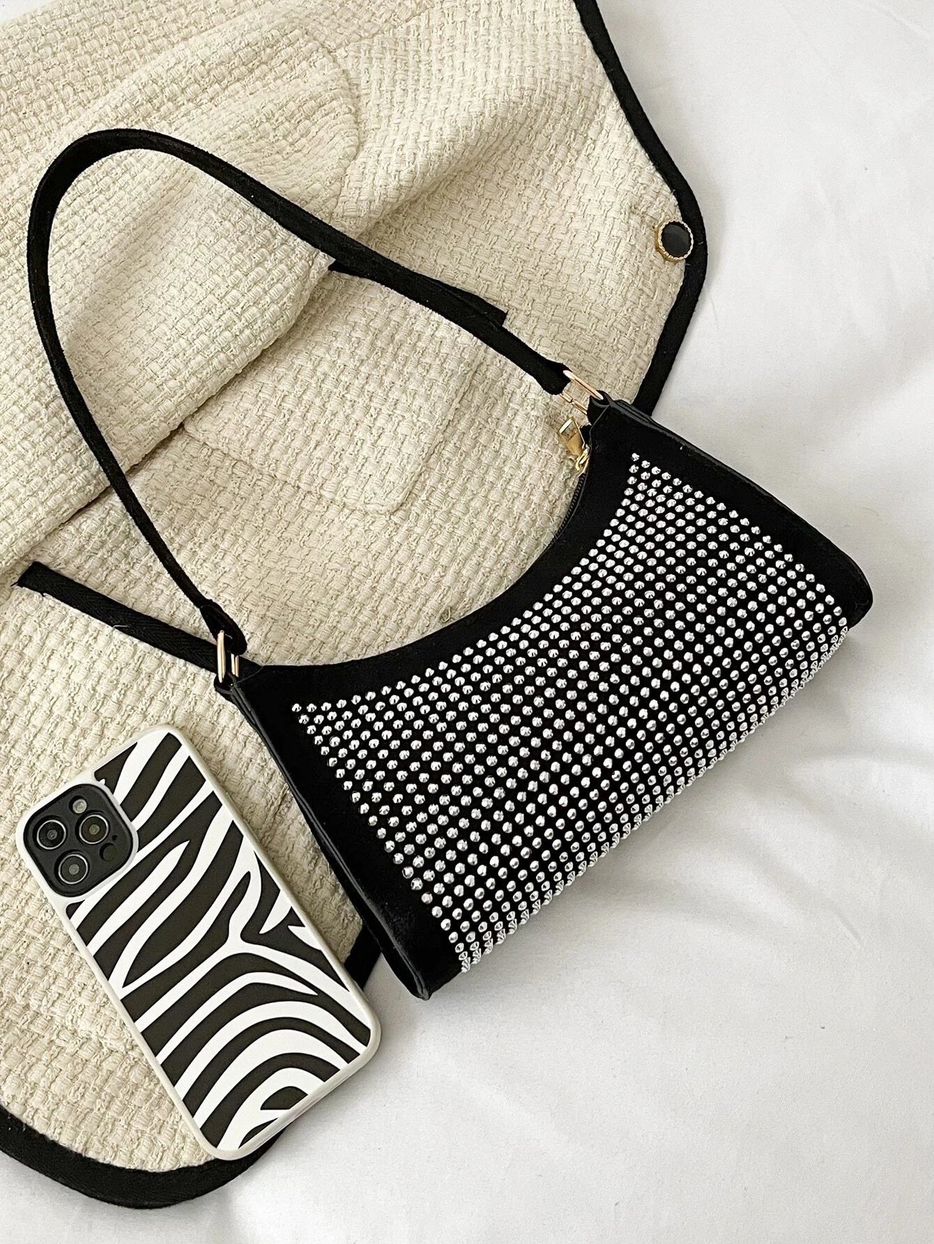 Buy Shein Allover Studded Decor Baguette Bag in Pakistan
