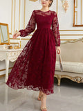 Buy SHEIN Modely Butterfly Embroidery Mesh Lantern Sleeve Dress in Pakistan