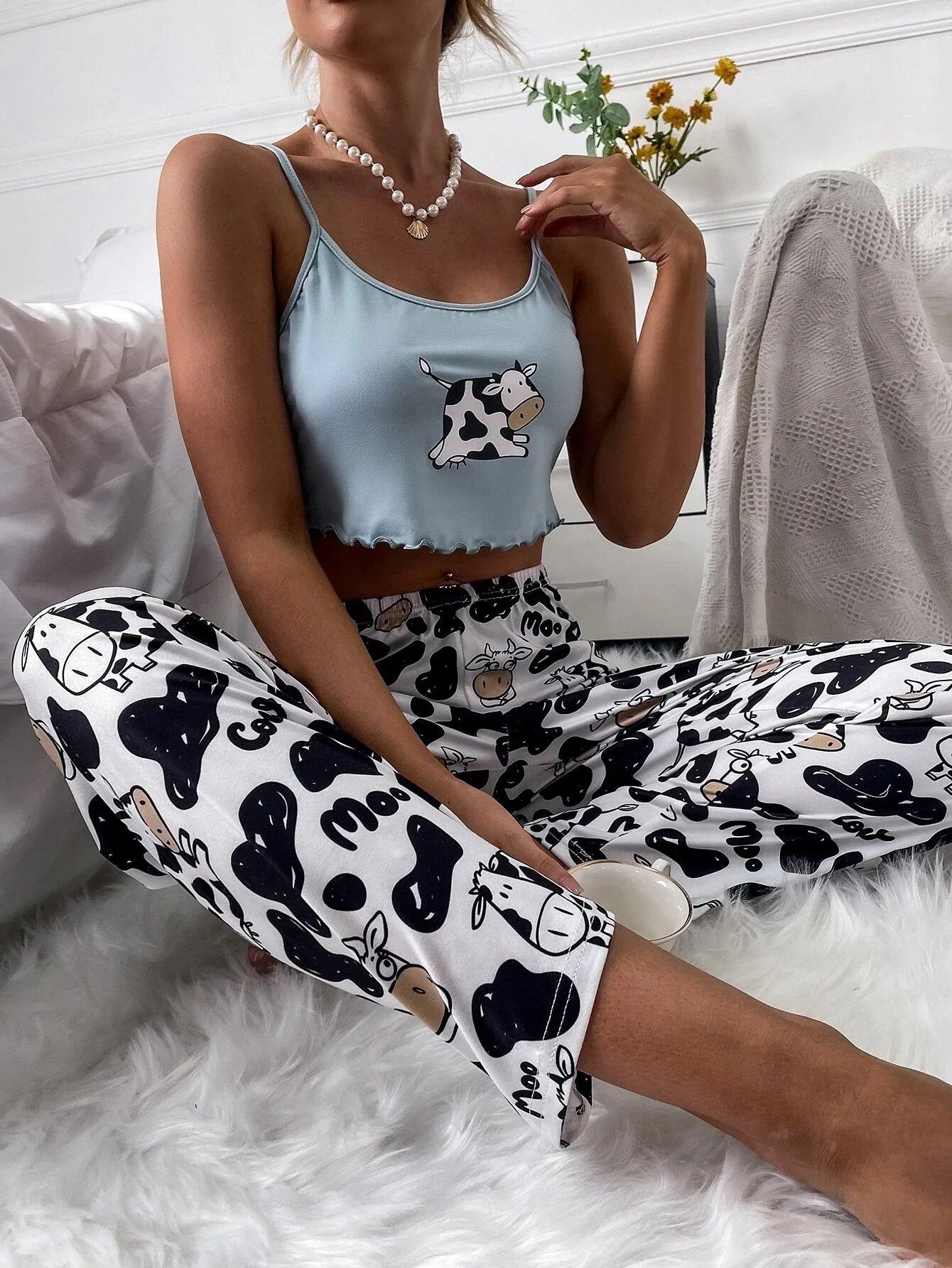 Buy Shein Cartoon & Letter Graphic Pj Set in Pakistan