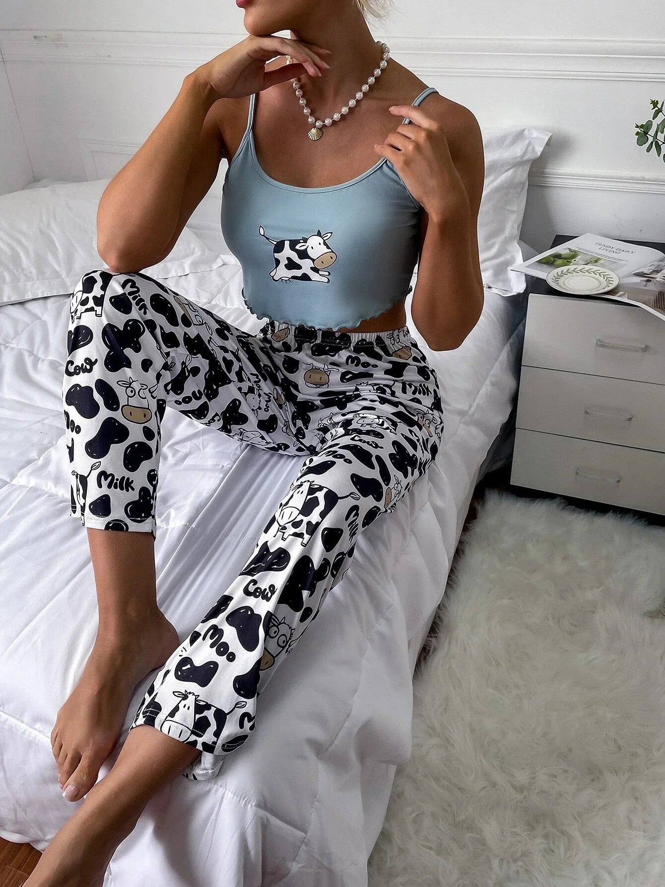 Buy Shein Cartoon & Letter Graphic Pj Set in Pakistan