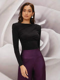 Buy Shein Modely Solid Padded Shoulder Tee in Pakistan