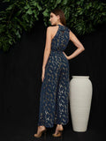 Buy Shein Golden Leaf Print Belted Culottes Jumpsuit in Pakistan