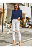 Buy Shein Lantern Sleeve Keyhole Back Blouse in Pakistan