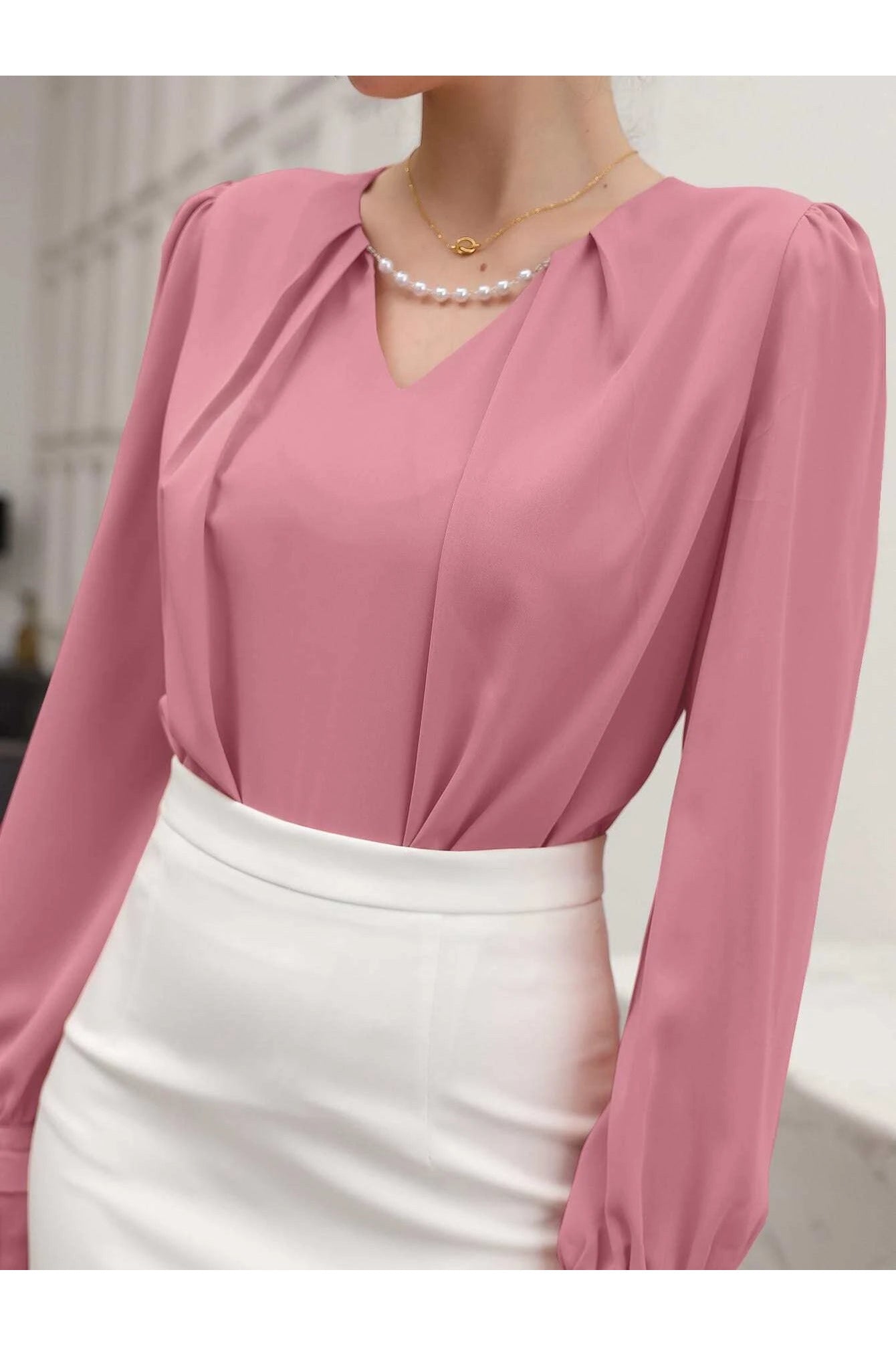 Buy Shein Puff Sleeve Solid Blouse in Pakistan