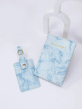 Buy SHEIN Letter Graphic Marble Pattern Passport Case With Luggage Tag in Pakistan