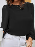 Buy Shein Lantern Sleeve Keyhole Back Blouse in Pakistan