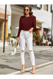 Buy Shein Lantern Sleeve Keyhole Back Blouse in Pakistan