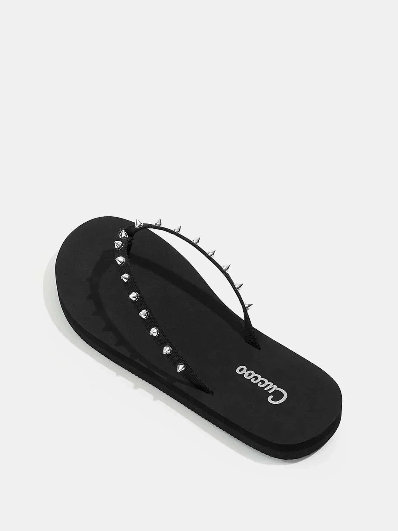 Buy SHEIN CUCCOO Trending Spiked Decor Flip Flops in Pakistan