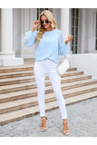 Buy Shein Lantern Sleeve Keyhole Back Blouse in Pakistan