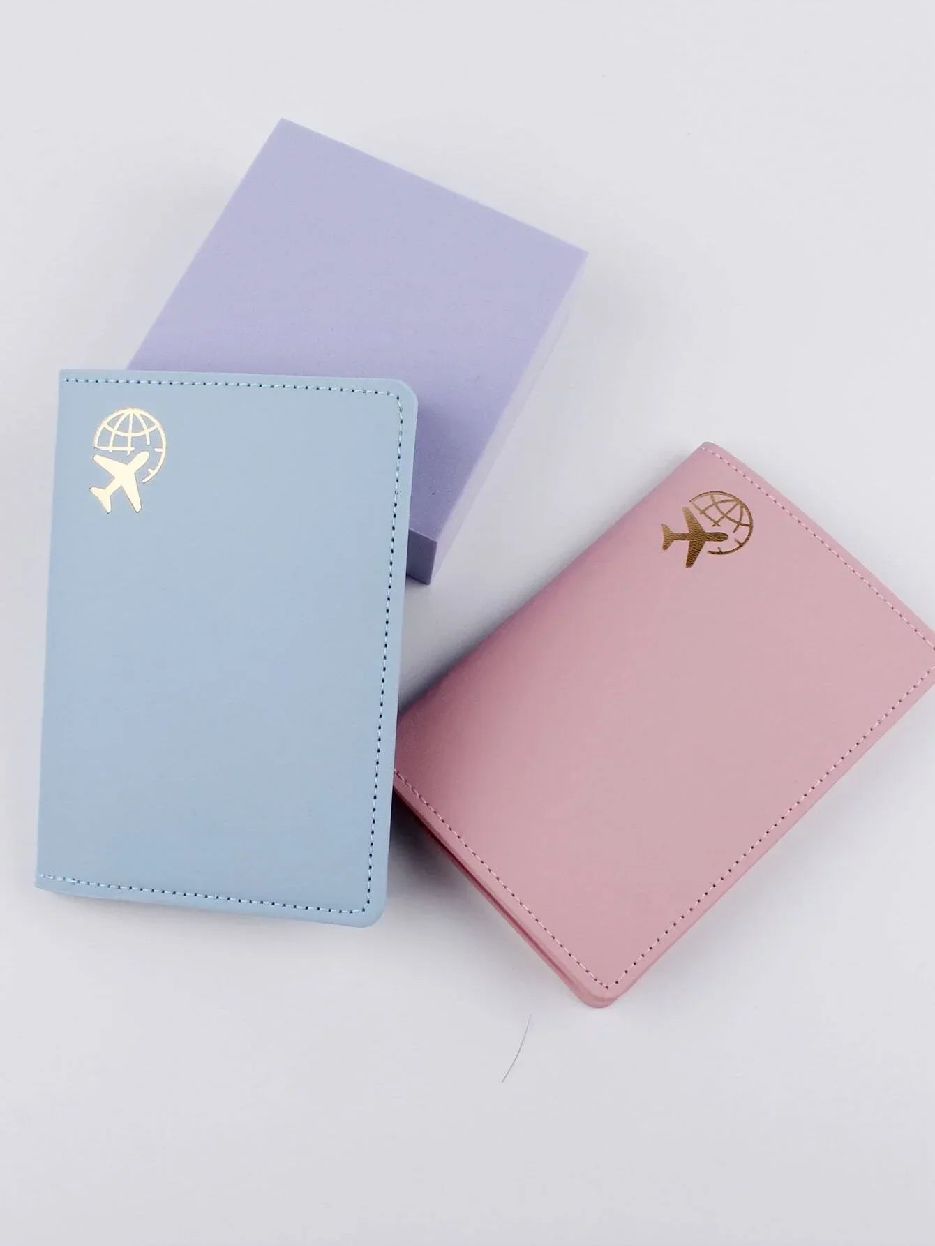 Buy Shein 2pcs Earth & Airplane Print Passport Case in Pakistan