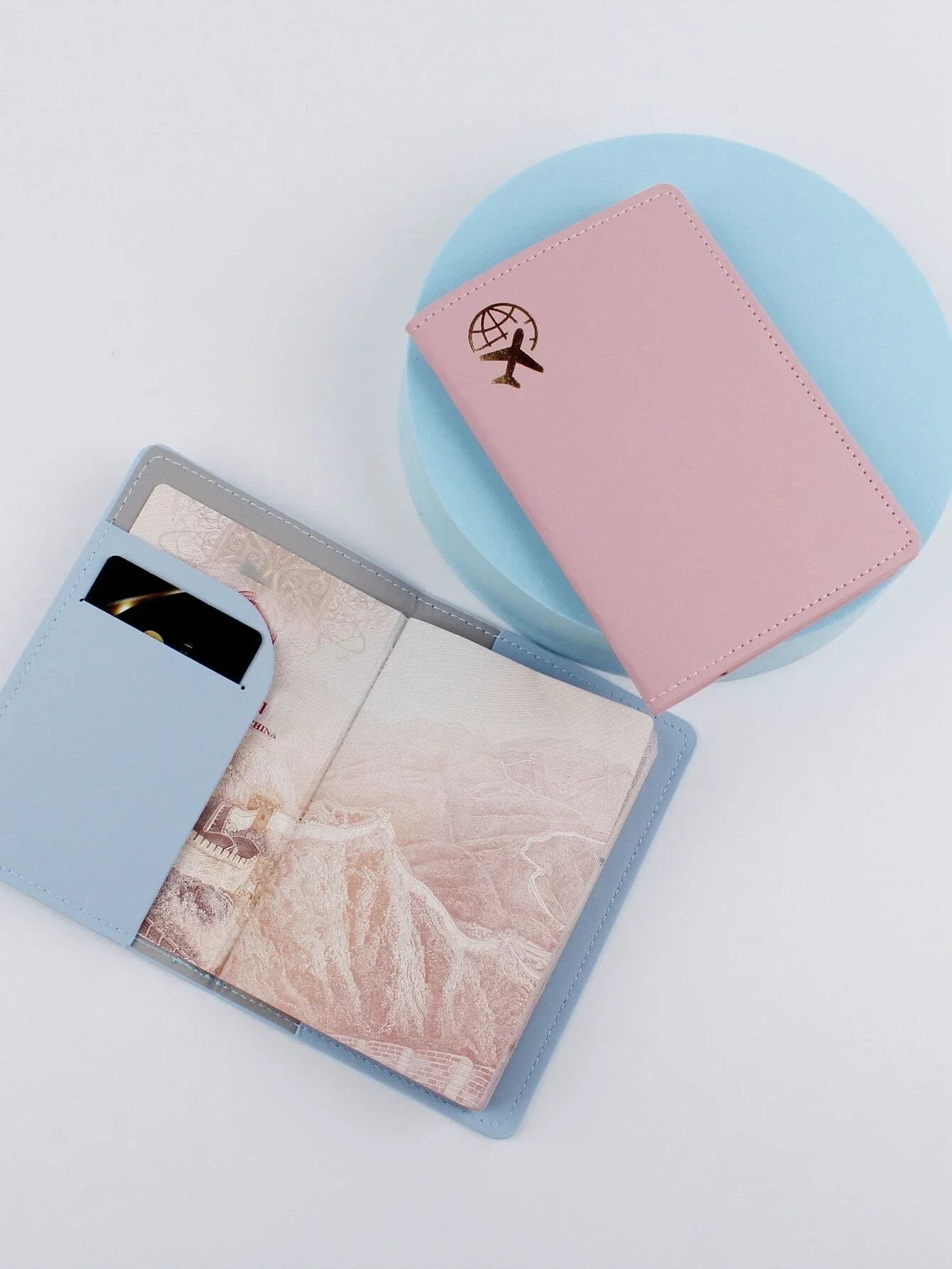 Buy Shein 2pcs Earth & Airplane Print Passport Case in Pakistan