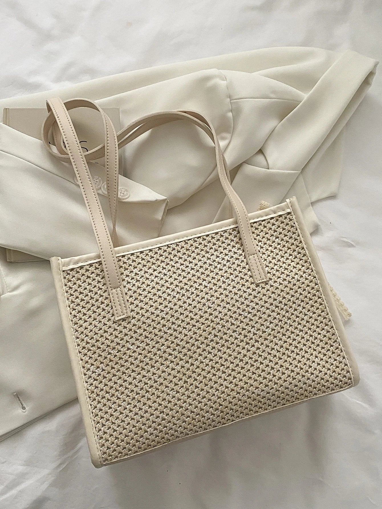 Buy Shein Twilly Scarf Decor Straw Bag in Pakistan
