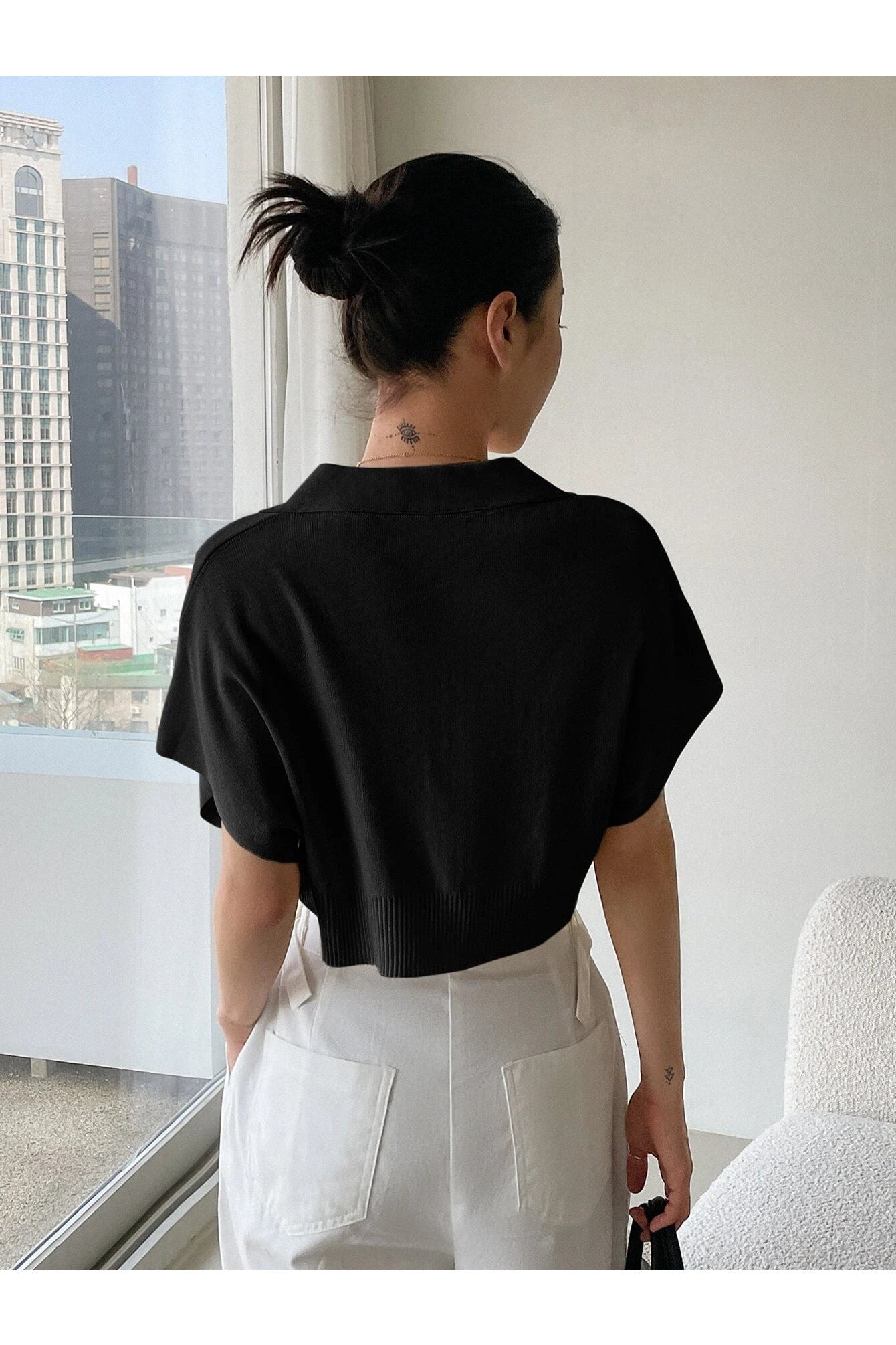 Buy SHEIN DAZY Batwing Sleeve Crop Knit Top in Pakistan