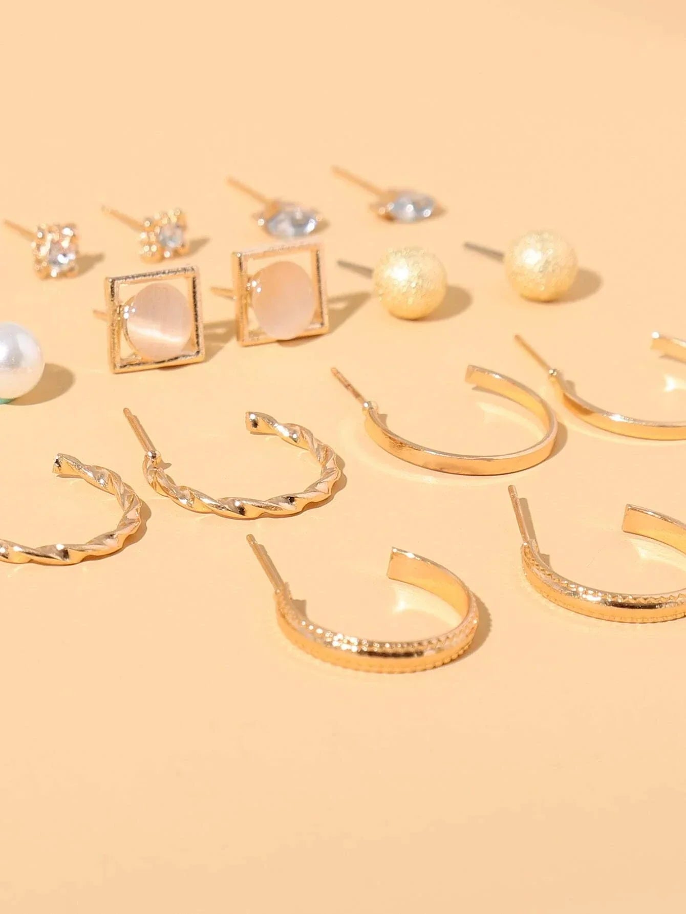 Buy Shein 9pairs Rhinestone & Faux Pearl Detail Earrings in Pakistan