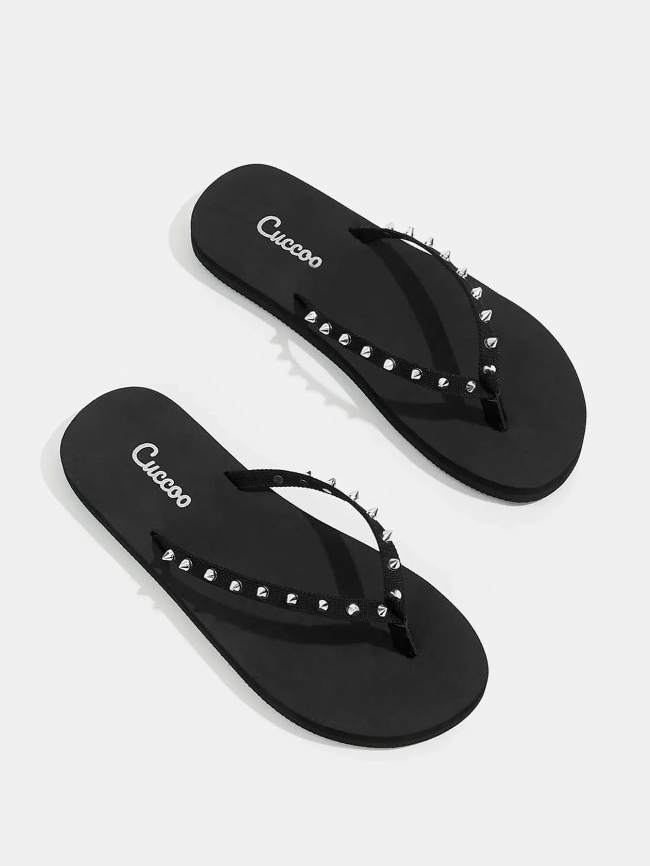 Buy SHEIN CUCCOO Trending Spiked Decor Flip Flops in Pakistan