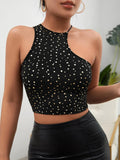 Buy SHEIN SXY Allover Heart Print Asymmetrical Crop Top in Pakistan