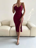 Buy Shein Ruched Split Thigh Cami Dress in Pakistan