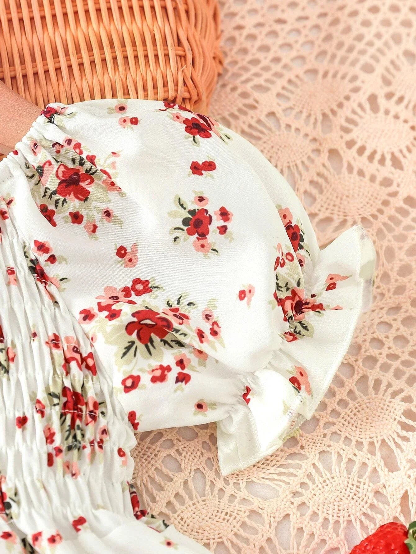 Buy SHEIN Baby Floral Print Shirred Puff Sleeve Dress in Pakistan