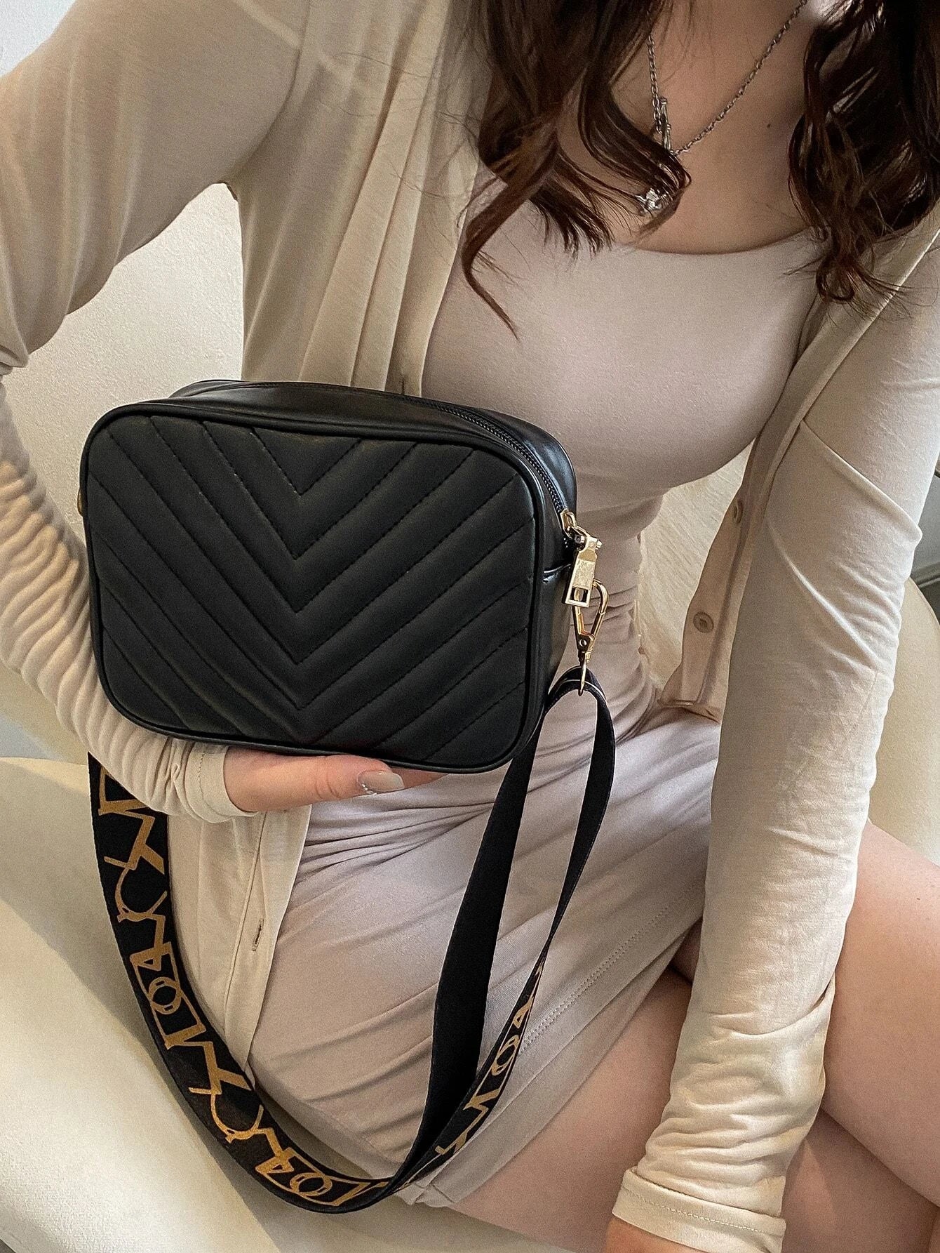 Buy Shein Mini Chevron Detail Square Bag in Pakistan