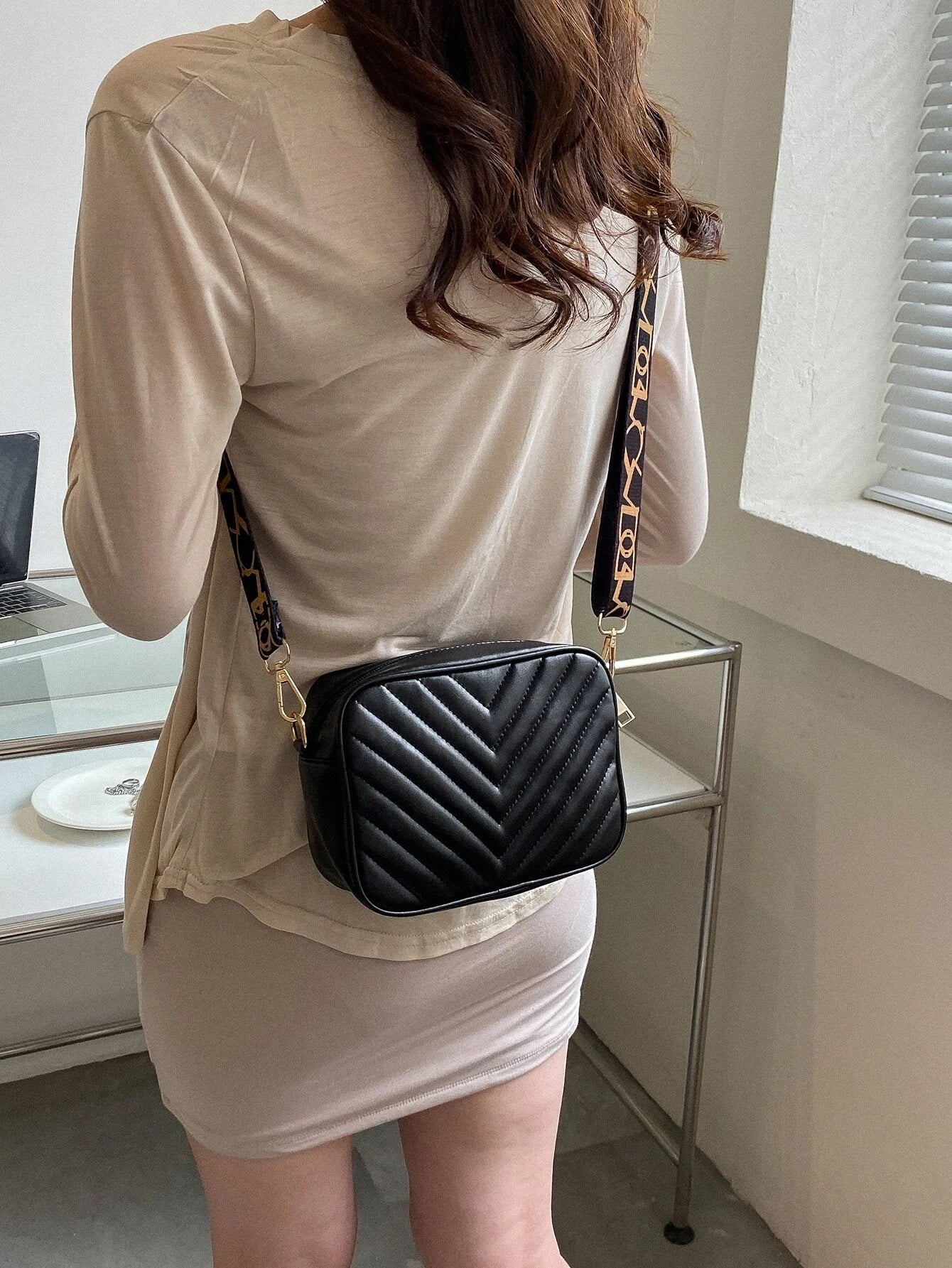 Buy Shein Mini Chevron Detail Square Bag in Pakistan