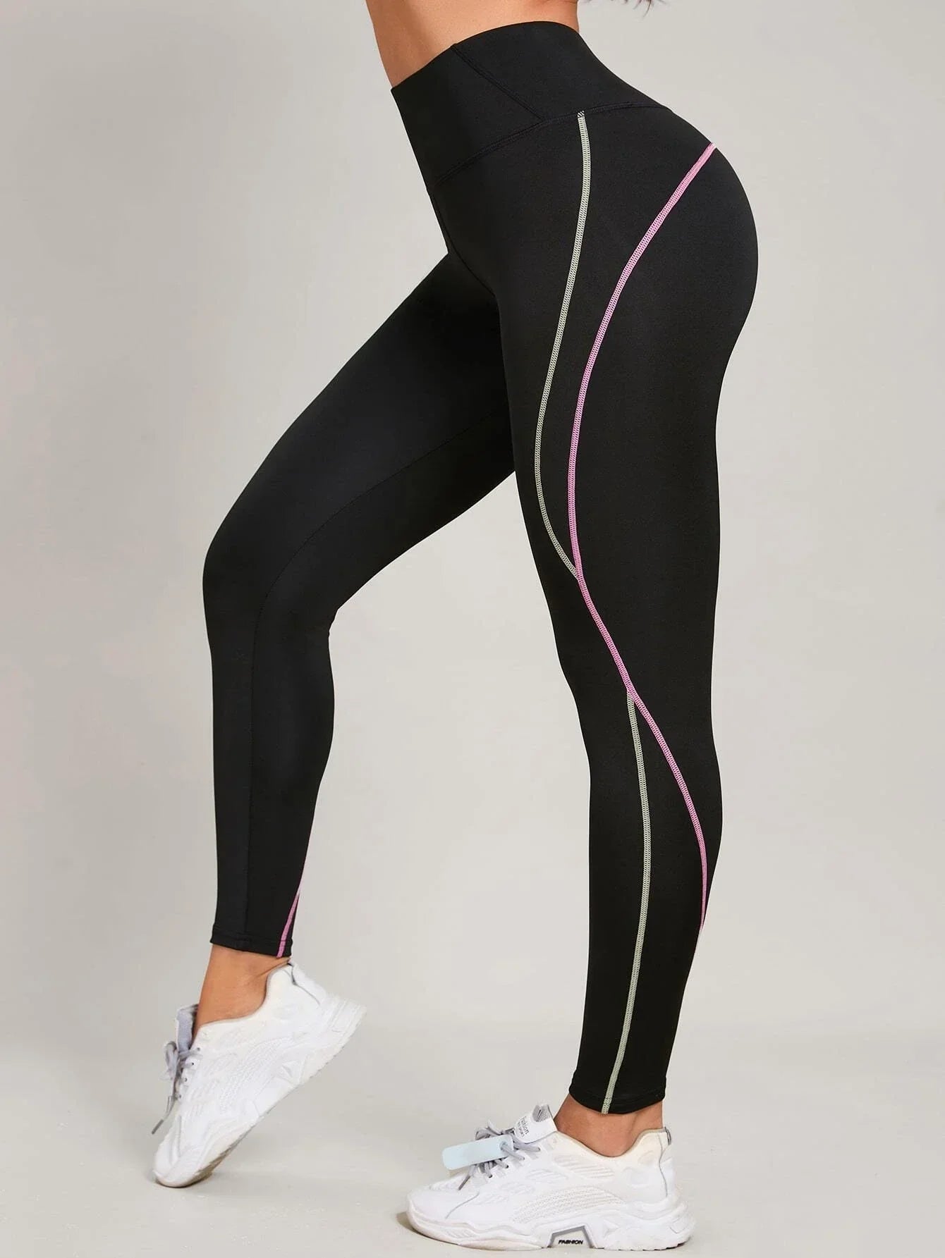 Buy SHEIN Top-stitching Wideband Waist Sports Leggings in Pakistan