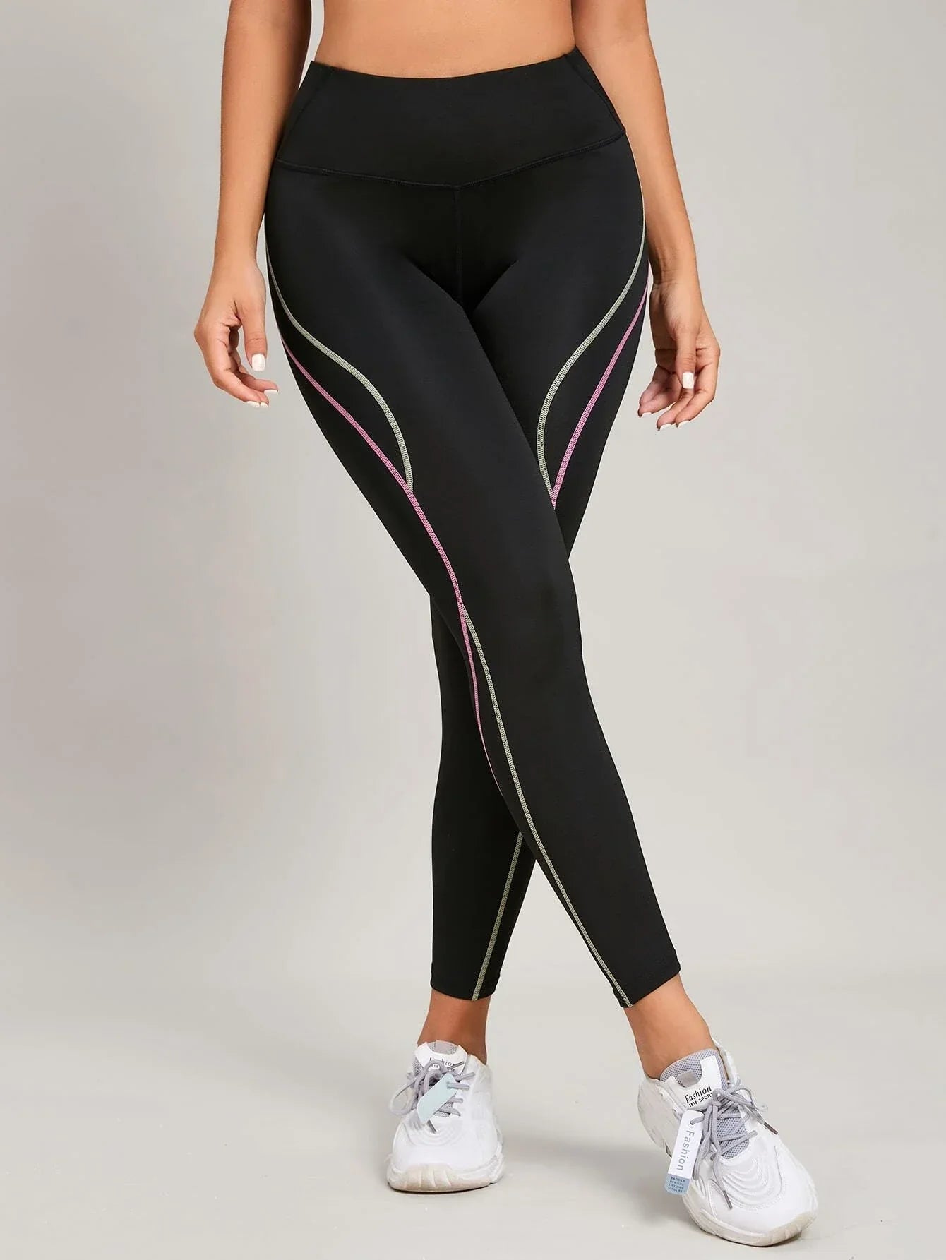 Buy SHEIN Top-stitching Wideband Waist Sports Leggings in Pakistan
