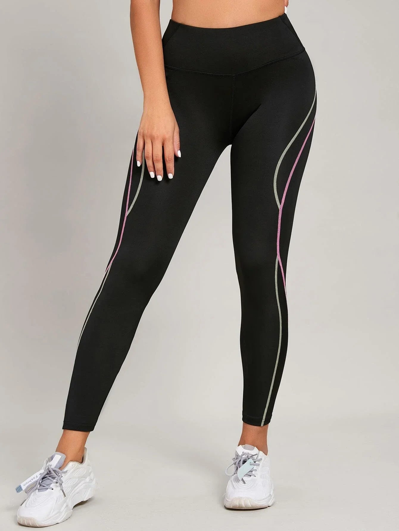 Buy SHEIN Top-stitching Wideband Waist Sports Leggings in Pakistan