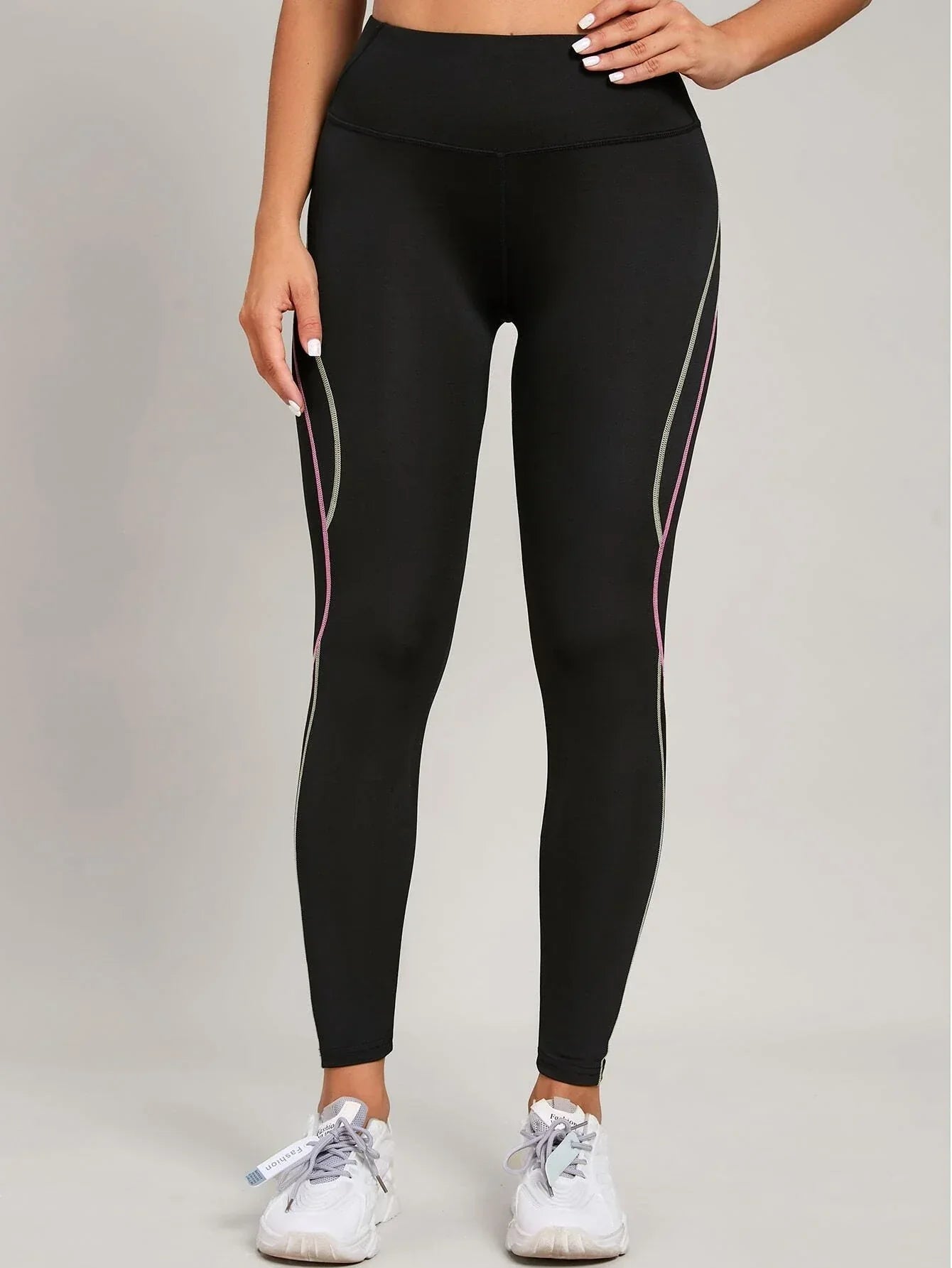 Buy SHEIN Top-stitching Wideband Waist Sports Leggings in Pakistan