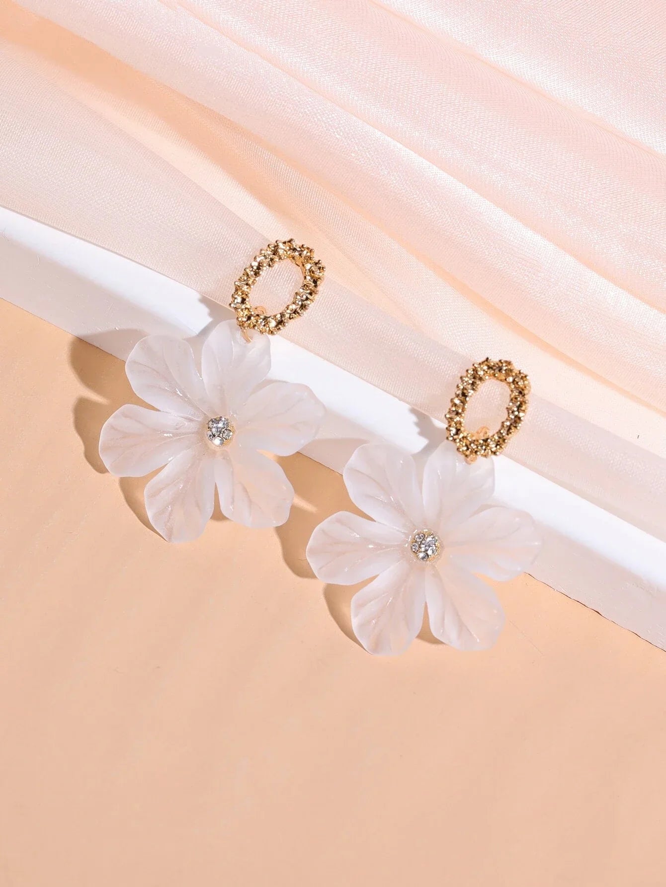 Buy Shein Rhinestone & Flower Decor Drop Earrings in Pakistan