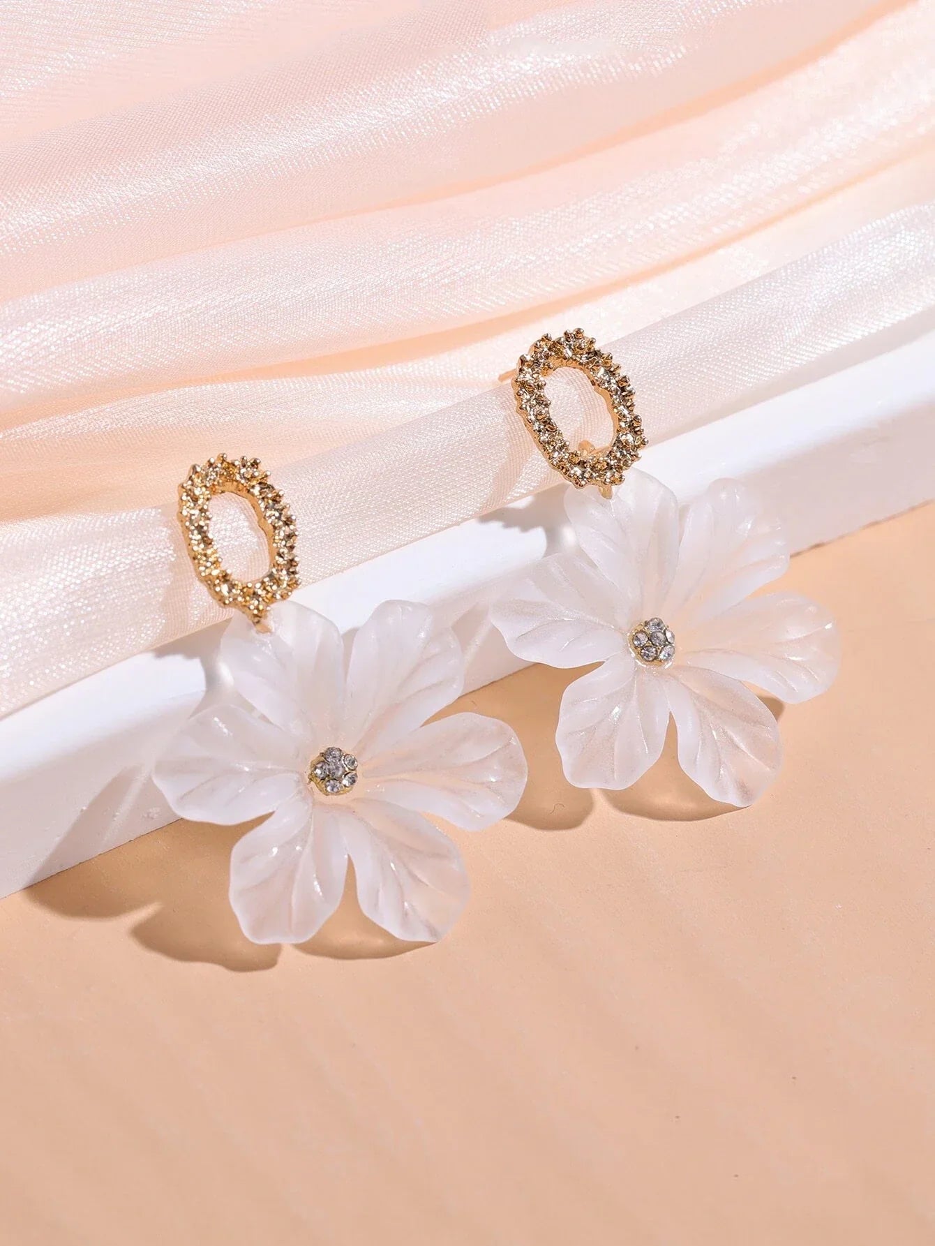 Buy Shein Rhinestone & Flower Decor Drop Earrings in Pakistan
