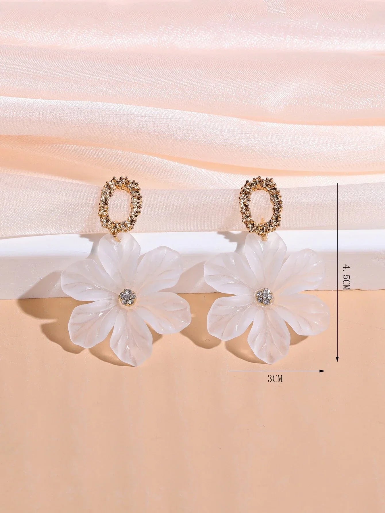Buy Shein Rhinestone & Flower Decor Drop Earrings in Pakistan