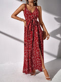 Buy Shein Frenchy Ditsy Floral Split Thigh Belted Cami Dress in Pakistan