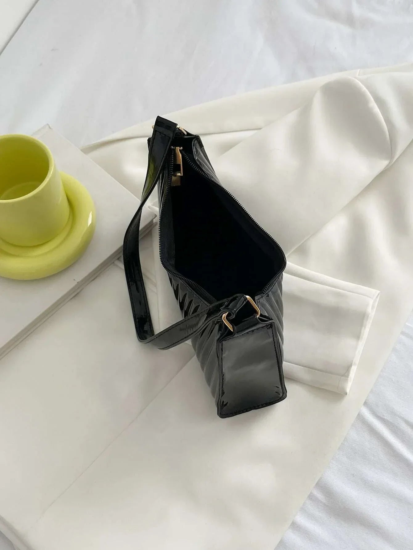 Buy SHEIN Geometric Embossed Zipper Baguette Bag in Pakistan