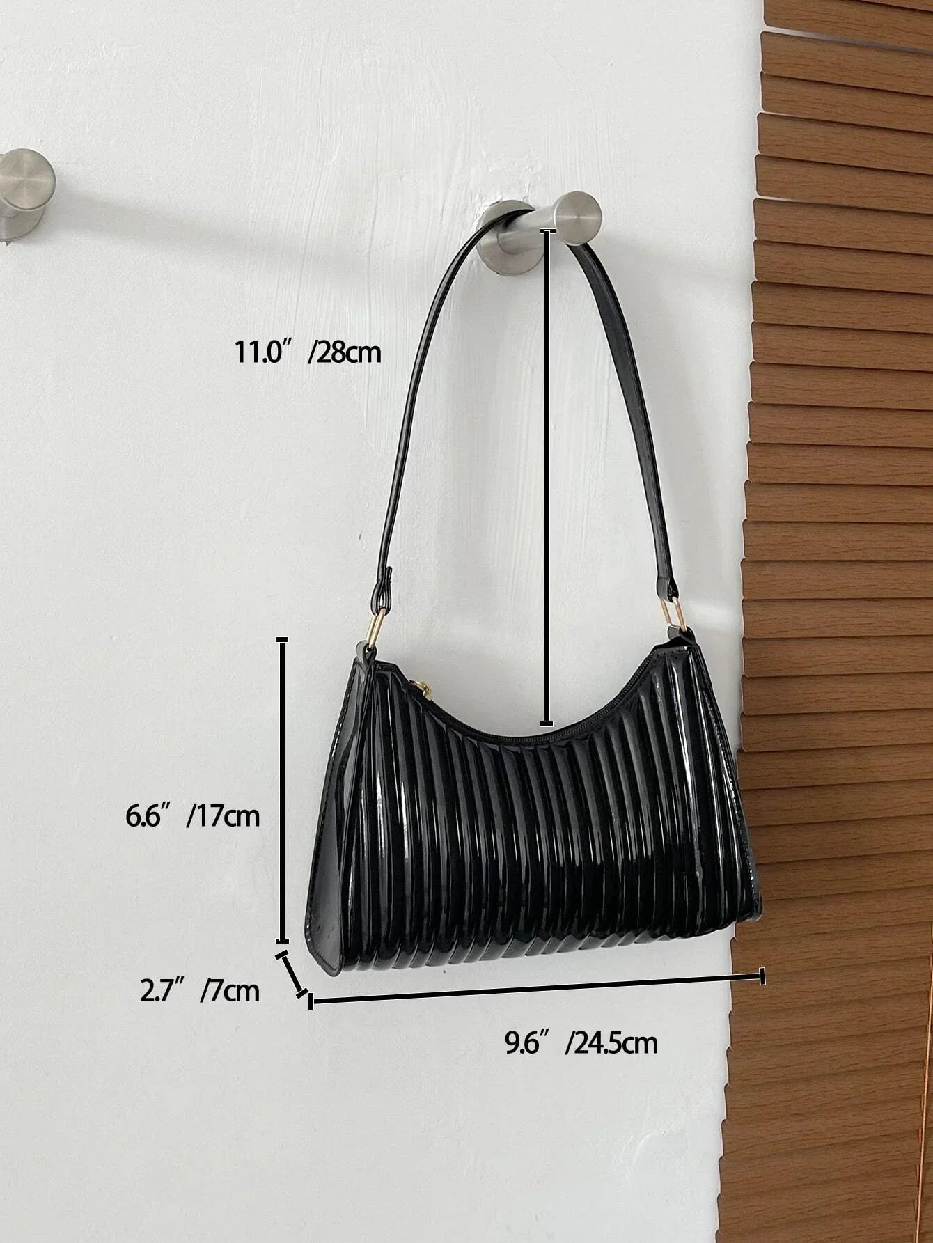 Buy Shein Geometric Embossed Zipper Baguette Bag in Pakistan