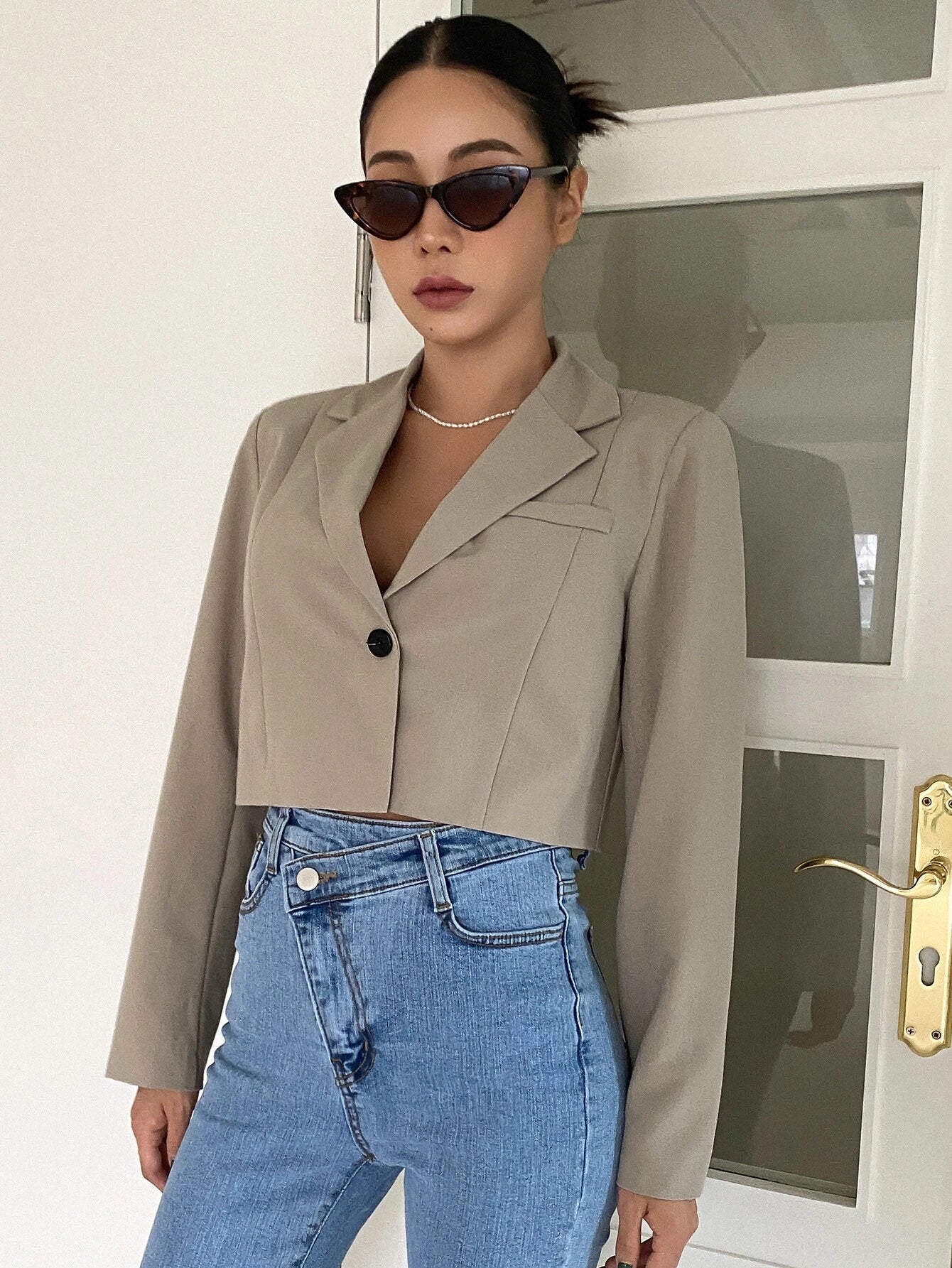 Buy SHEIN DAZY Single Button Crop Blazer in Pakistan