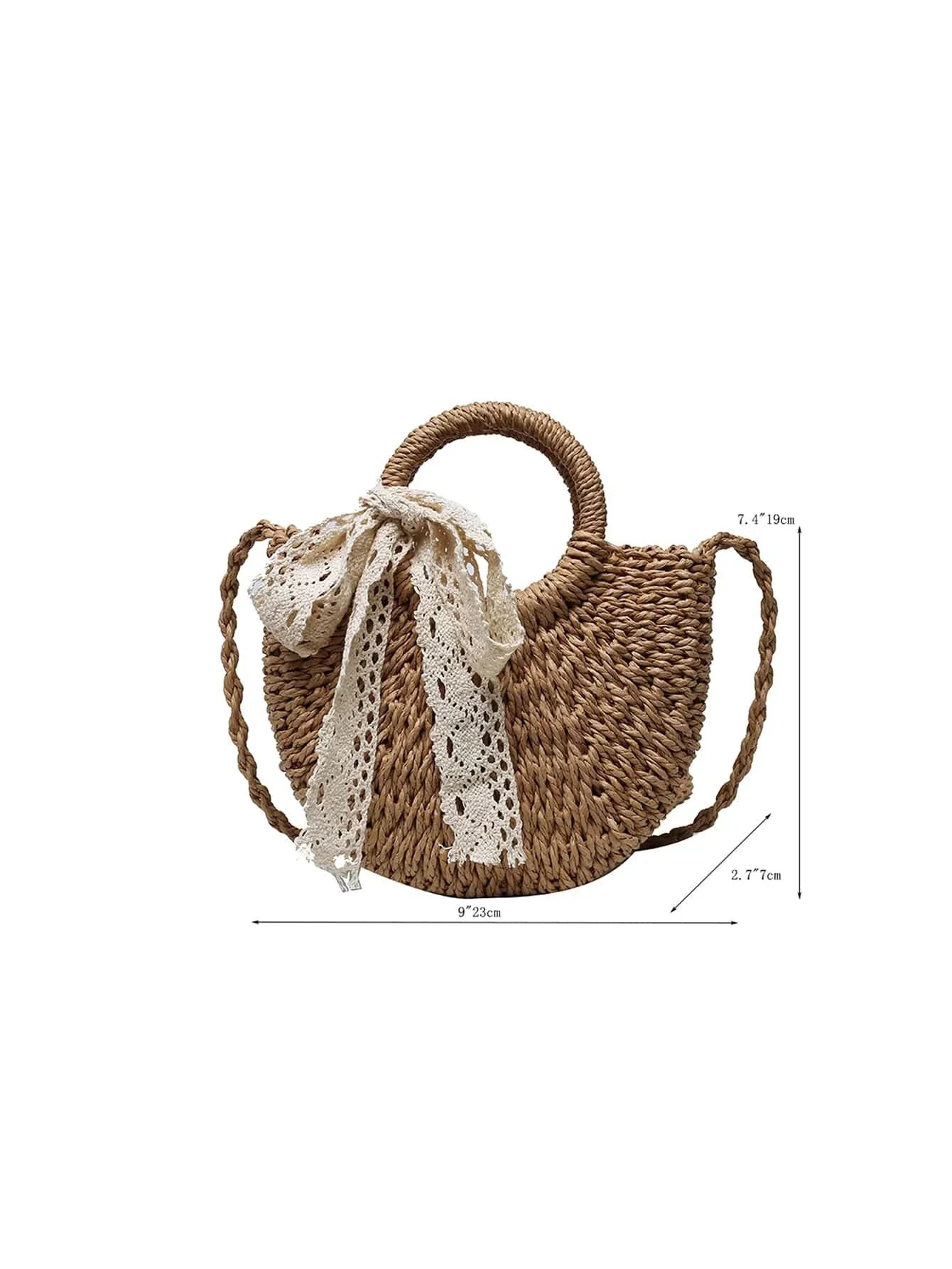 Buy SHEIN Lace Up Decor Straw Bag in Pakistan
