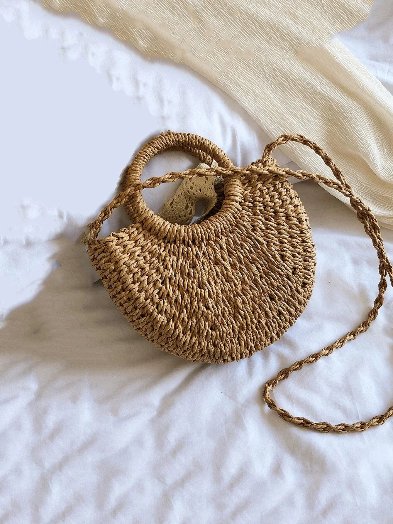 Buy SHEIN Lace Up Decor Straw Bag in Pakistan