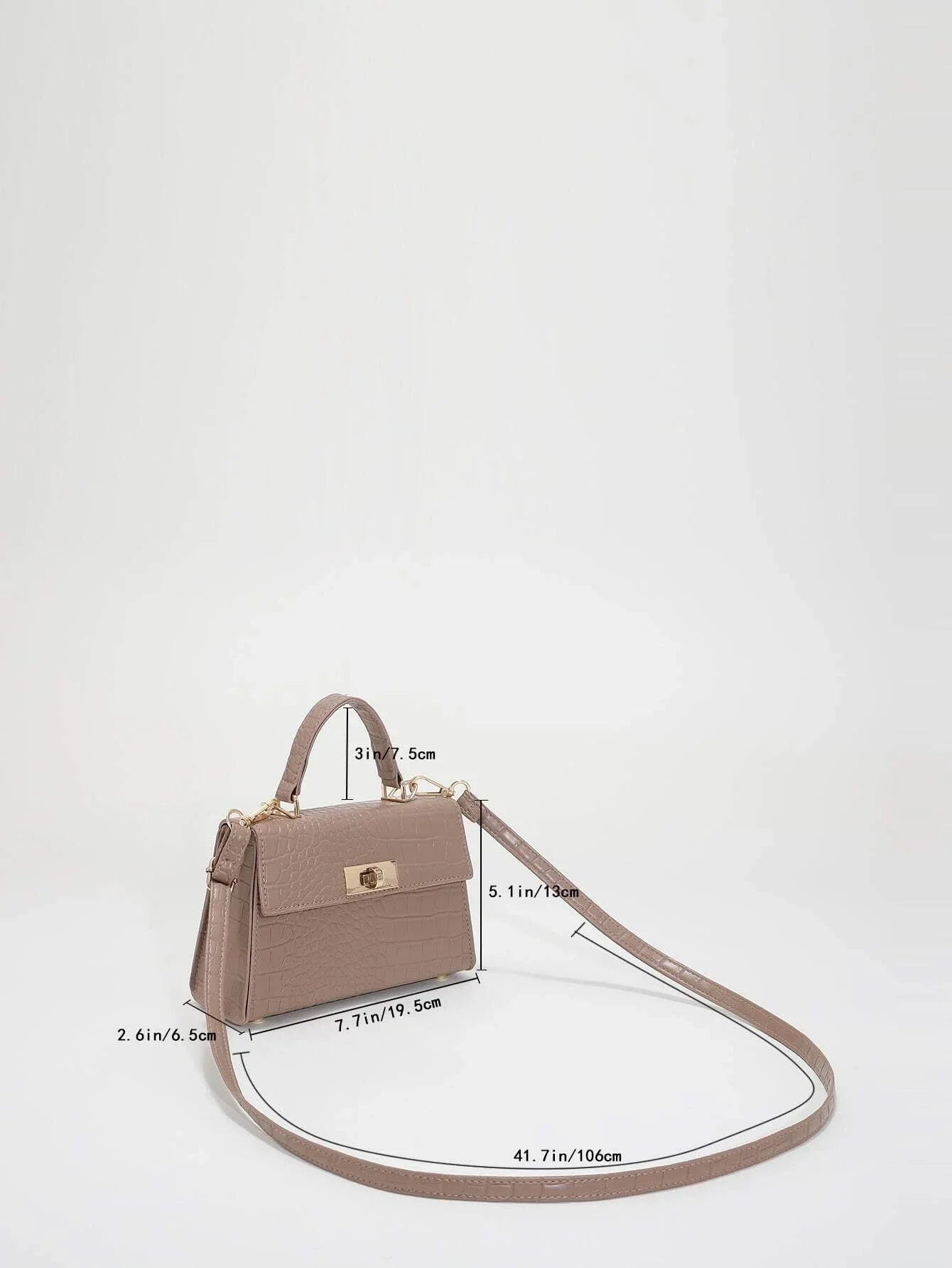 Buy SHEIN Mini Crocodile Embossed Twist Lock Flap Square Bag in Pakistan