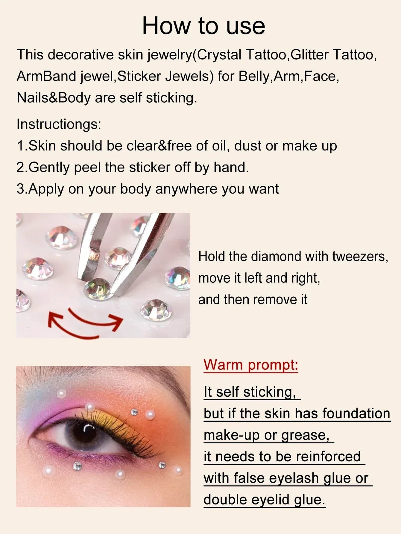 Buy SHEIN 2sheets Rhinestone Face Tattoo Sticker in Pakistan