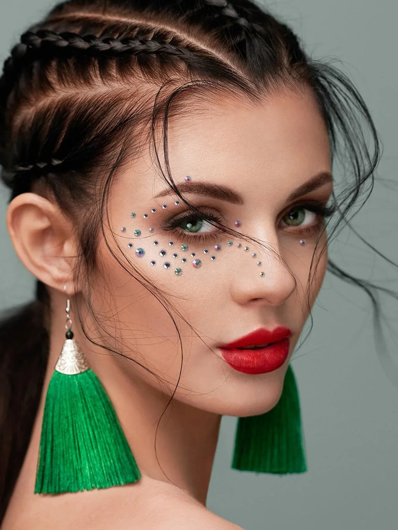 Buy SHEIN 2sheets Rhinestone Face Tattoo Sticker in Pakistan