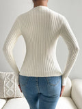 Buy SHEIN Eyelet Detail Ribbed Knit Mock Neck Sweater in Pakistan