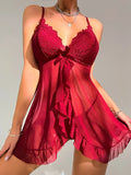 Buy Shein Floral Lace Ruffle Hem Slips With Thong in Pakistan